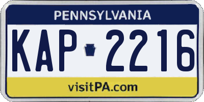 PA license plate KAP2216