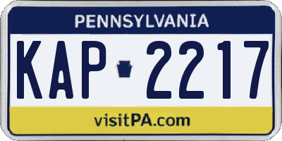 PA license plate KAP2217