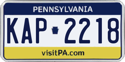 PA license plate KAP2218