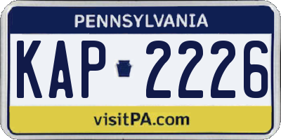 PA license plate KAP2226
