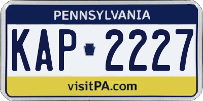 PA license plate KAP2227