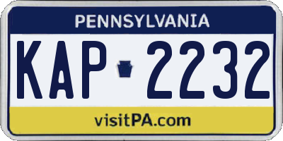 PA license plate KAP2232