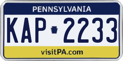 PA license plate KAP2233