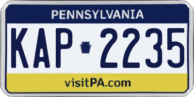 PA license plate KAP2235