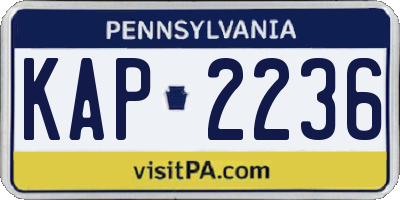 PA license plate KAP2236
