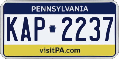 PA license plate KAP2237