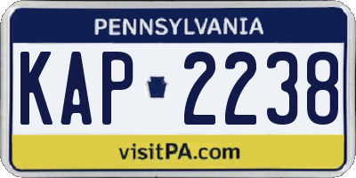 PA license plate KAP2238