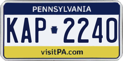 PA license plate KAP2240