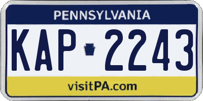 PA license plate KAP2243