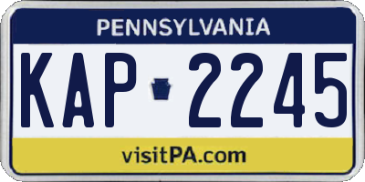 PA license plate KAP2245