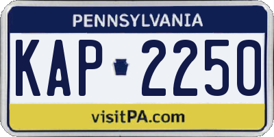 PA license plate KAP2250