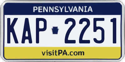 PA license plate KAP2251