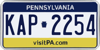 PA license plate KAP2254