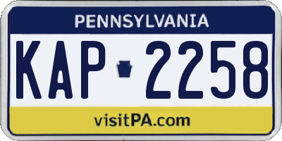 PA license plate KAP2258