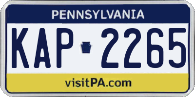PA license plate KAP2265