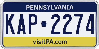 PA license plate KAP2274