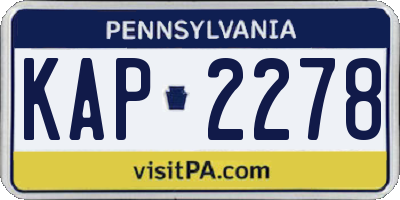 PA license plate KAP2278