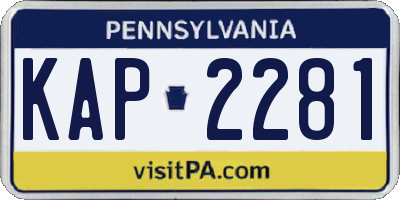 PA license plate KAP2281