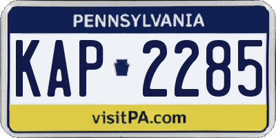 PA license plate KAP2285