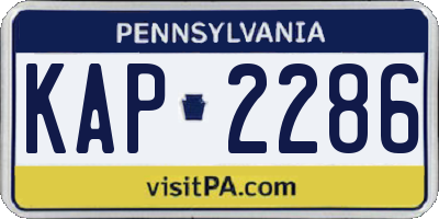 PA license plate KAP2286