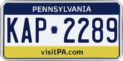 PA license plate KAP2289