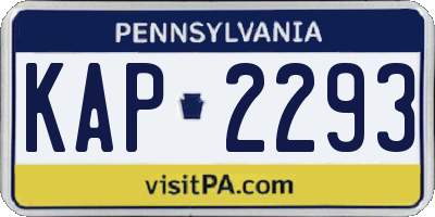 PA license plate KAP2293