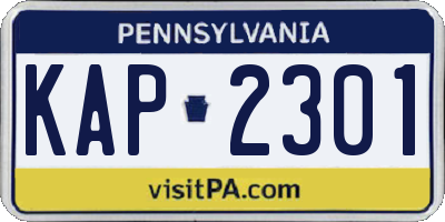PA license plate KAP2301