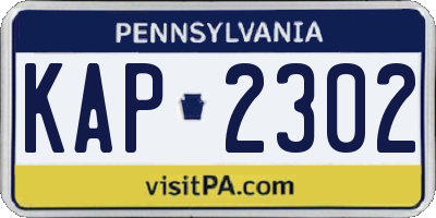 PA license plate KAP2302