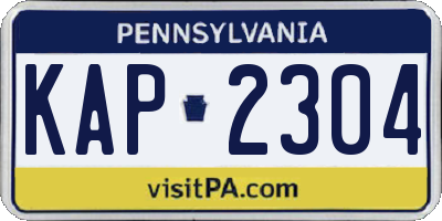 PA license plate KAP2304