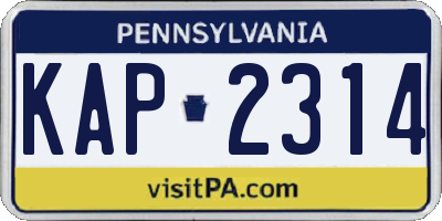 PA license plate KAP2314