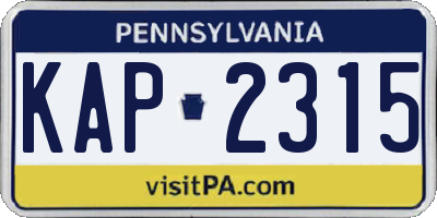 PA license plate KAP2315
