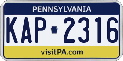 PA license plate KAP2316