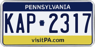 PA license plate KAP2317