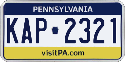 PA license plate KAP2321