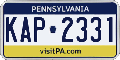 PA license plate KAP2331