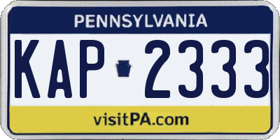 PA license plate KAP2333