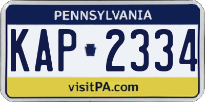 PA license plate KAP2334