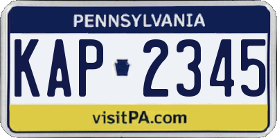 PA license plate KAP2345