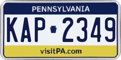 PA license plate KAP2349