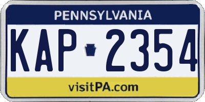 PA license plate KAP2354