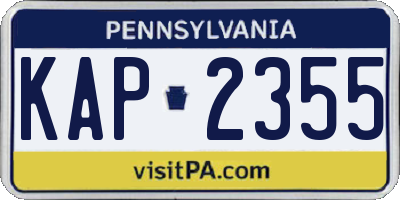 PA license plate KAP2355