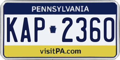 PA license plate KAP2360