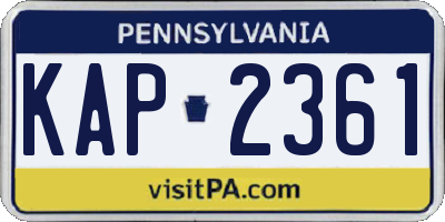 PA license plate KAP2361
