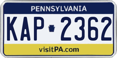 PA license plate KAP2362