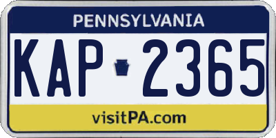 PA license plate KAP2365