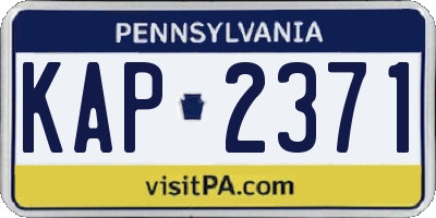 PA license plate KAP2371