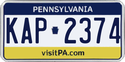 PA license plate KAP2374