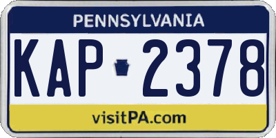 PA license plate KAP2378
