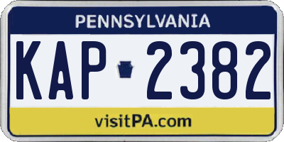 PA license plate KAP2382