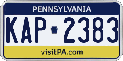 PA license plate KAP2383